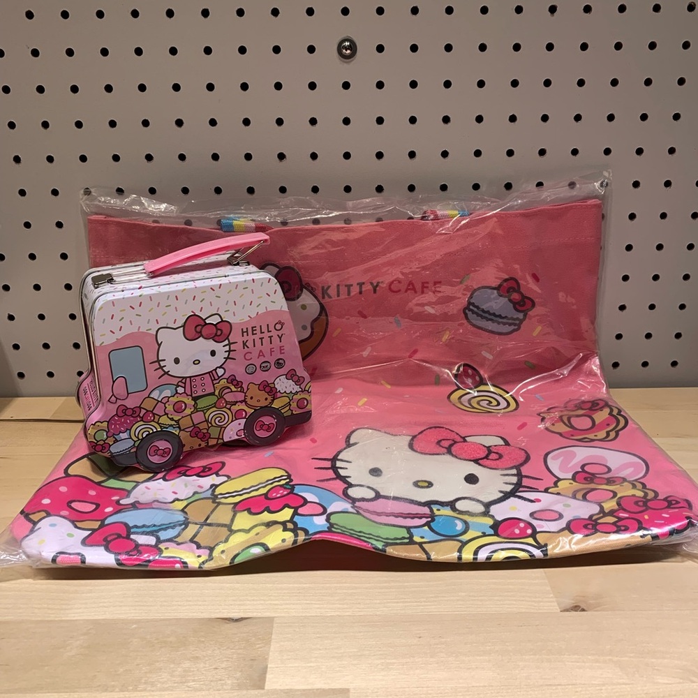 Bundle -New Hello Kitty Cafe Truck 2023 Canvas Tote Limited Edition & lunch box